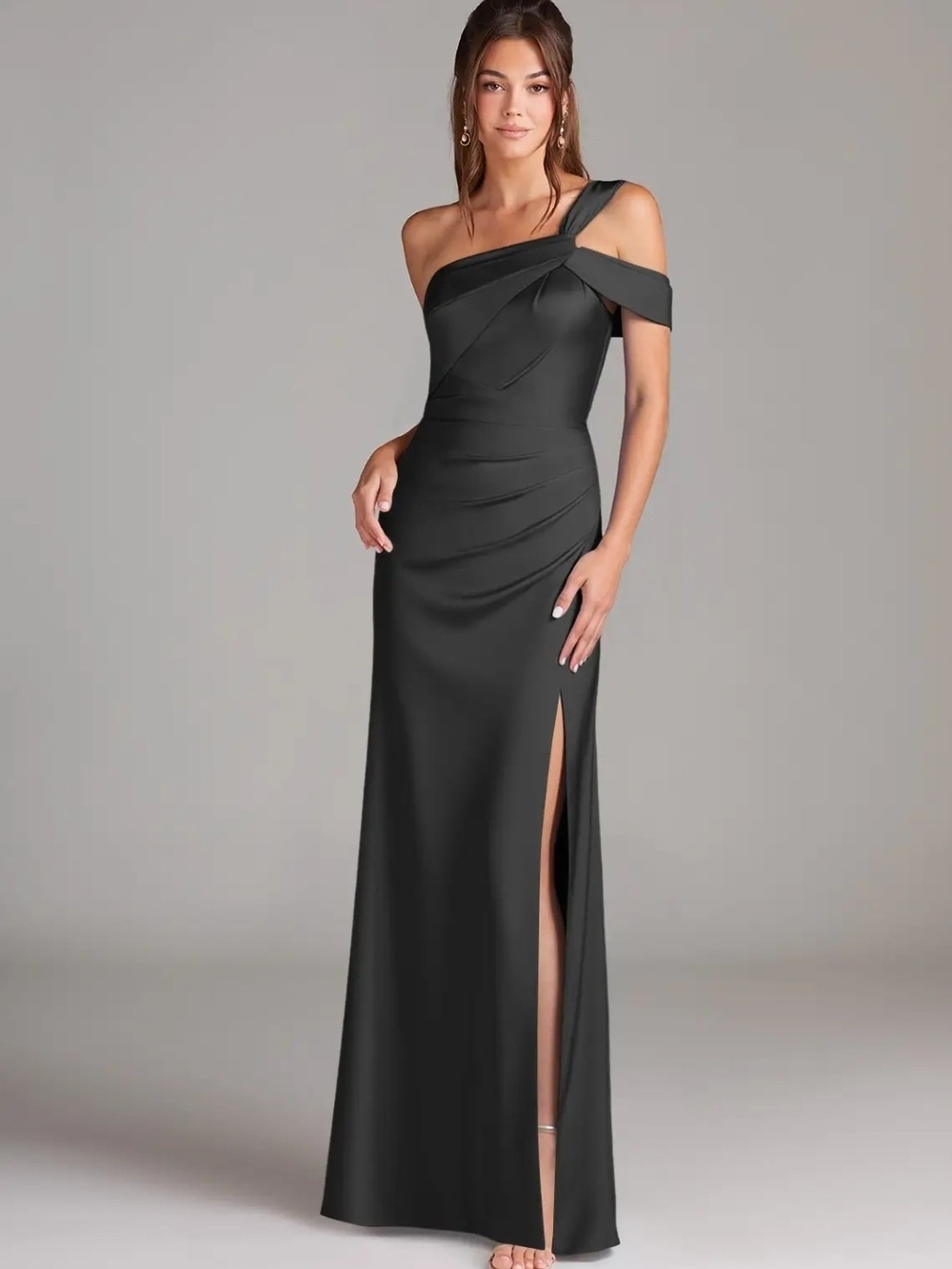 Azazie One-Shoulder Black Evening Gown - Wynter Sz 20